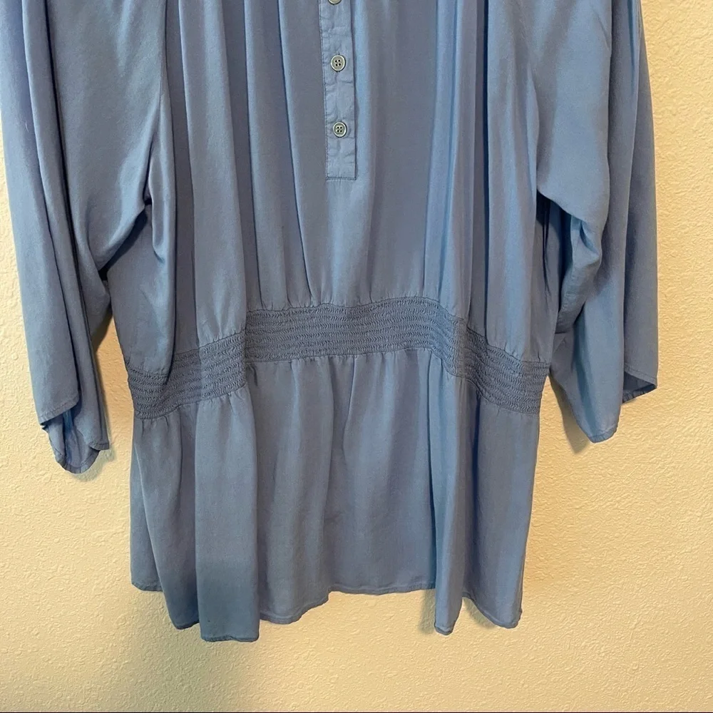Lane Bryant Sky Blue 3/4 Length Sleeve Blouse